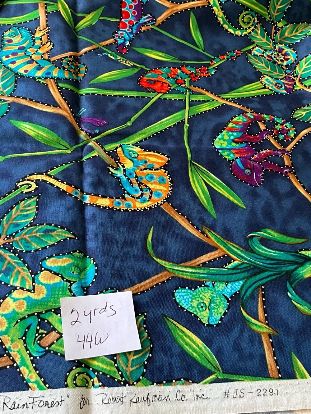 Quilting Sewing Crafts Fabric Lot Robert Kaufman Rain Forest Green Blue Frogs